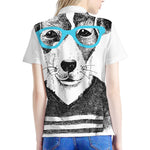 Hipster Jack Russell Terrier Print Women's Polo Shirt