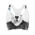 Hipster Jack Russell Terrier Print Women's Sports Bra
