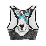 Hipster Jack Russell Terrier Print Women's Sports Bra