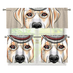Hipster Labrador Retriever Print 3 Piece Kitchen Curtains
