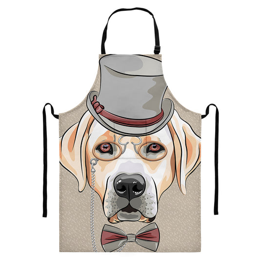 Hipster Labrador Retriever Print Bib Apron With Pocket