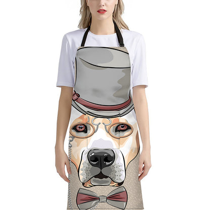 Hipster Labrador Retriever Print Bib Apron With Pocket