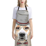 Hipster Labrador Retriever Print Bib Apron With Pocket