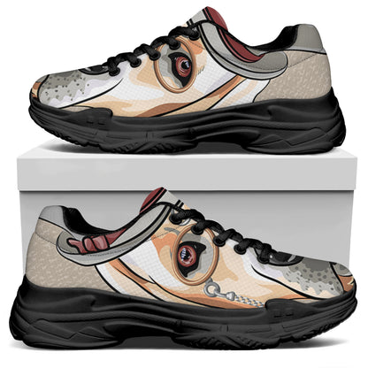 Hipster Labrador Retriever Print Black Chunky Shoes