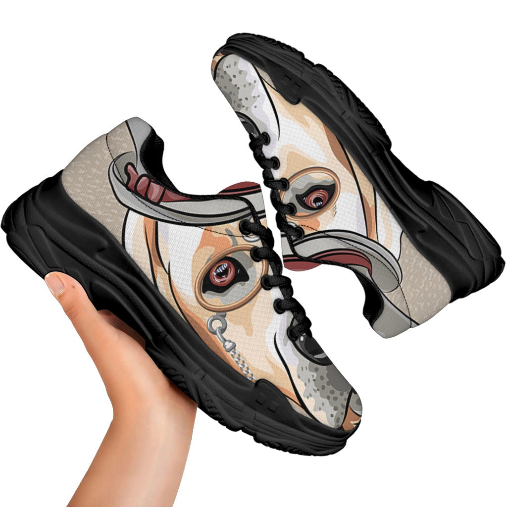 Hipster Labrador Retriever Print Black Chunky Shoes