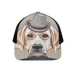 Hipster Labrador Retriever Print Black Mesh Trucker Cap