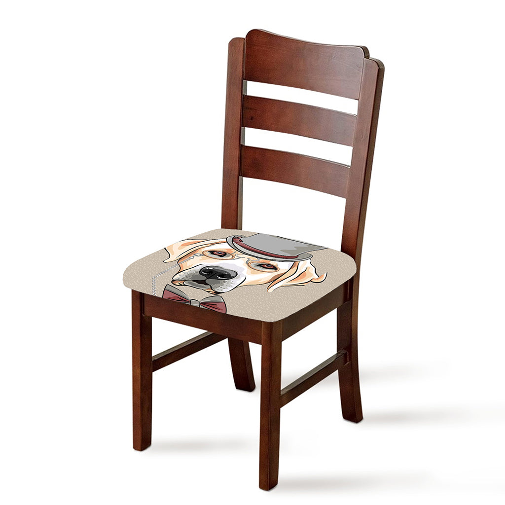 Hipster Labrador Retriever Print Chair Cushion Cover