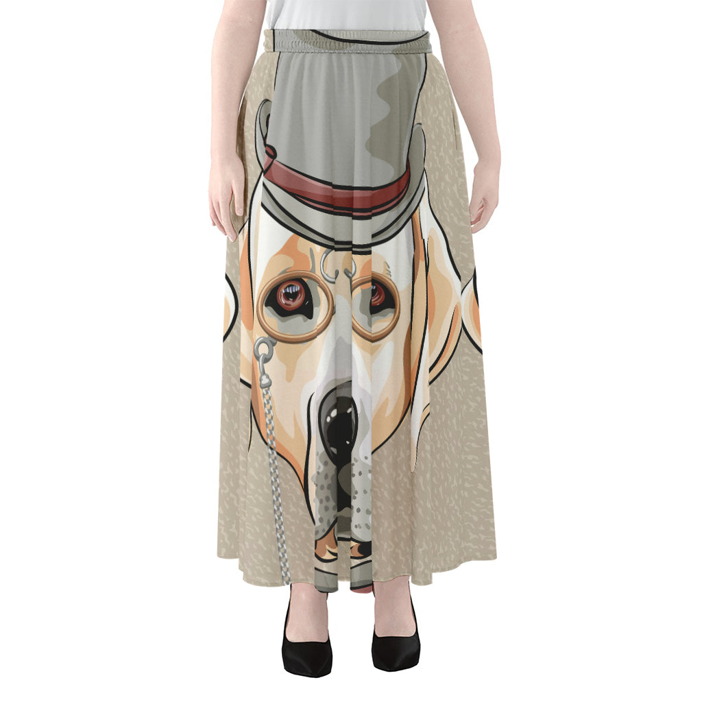 Hipster Labrador Retriever Print Chiffon Maxi Skirt