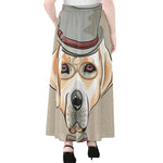 Hipster Labrador Retriever Print Chiffon Maxi Skirt