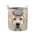 Hipster Labrador Retriever Print Collapsible Laundry Basket