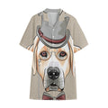 Hipster Labrador Retriever Print Cotton Hawaiian Shirt