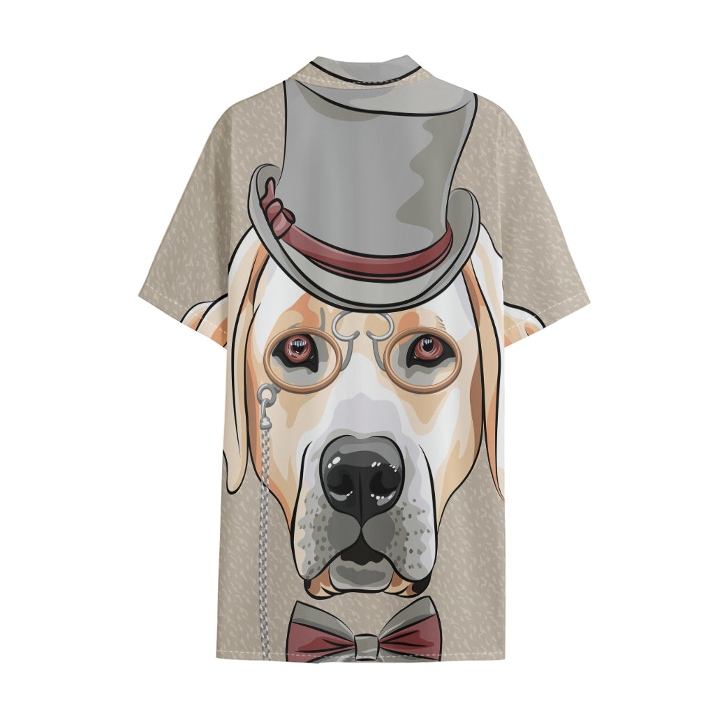 Hipster Labrador Retriever Print Cotton Hawaiian Shirt