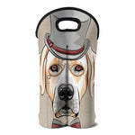 Hipster Labrador Retriever Print Double Neoprene Wine Tote