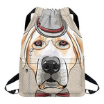 Hipster Labrador Retriever Print Drawstring Backpack