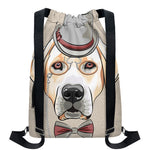 Hipster Labrador Retriever Print Drawstring Backpack