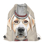 Hipster Labrador Retriever Print Drawstring Bag