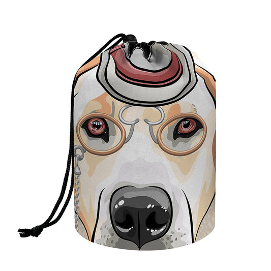 Hipster Labrador Retriever Print Drawstring Makeup Bag