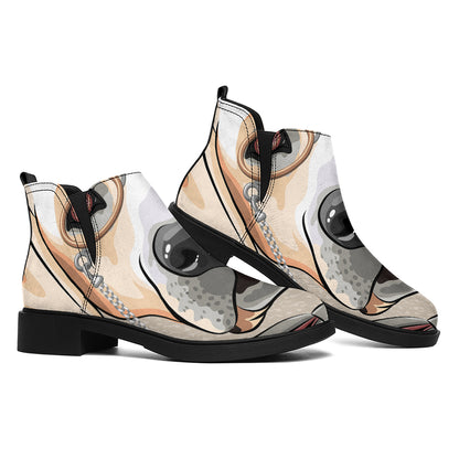 Hipster Labrador Retriever Print Flat Ankle Boots