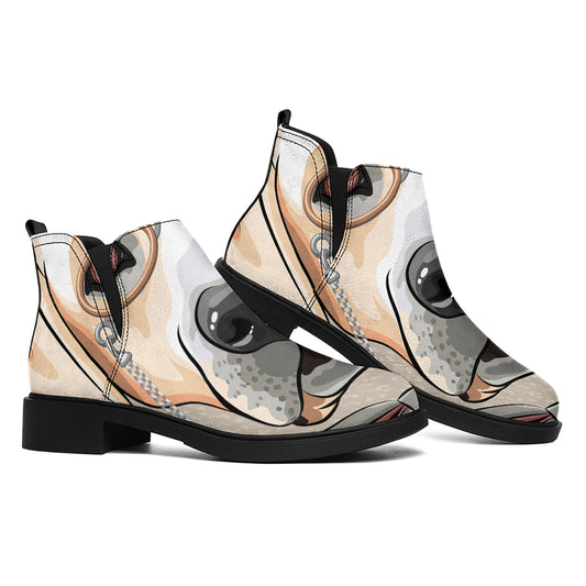 Hipster Labrador Retriever Print Flat Ankle Boots