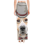 Hipster Labrador Retriever Print High Slit Maxi Skirt