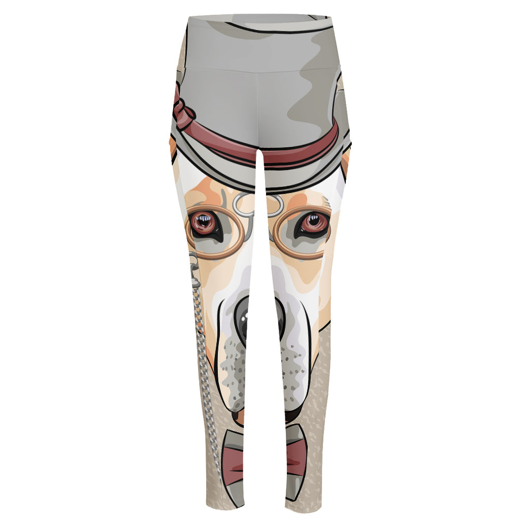 Hipster Labrador Retriever Print High-Waisted Pocket Leggings