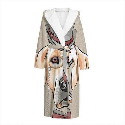 Hipster Labrador Retriever Print Hooded Bathrobe