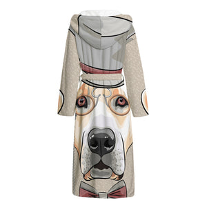 Hipster Labrador Retriever Print Hooded Bathrobe