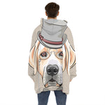 Hipster Labrador Retriever Print Hoodie Blanket