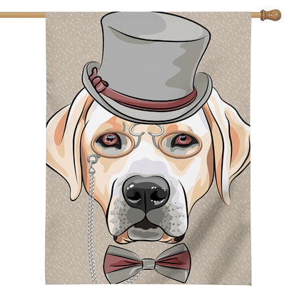 Hipster Labrador Retriever Print House Flag