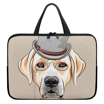 Hipster Labrador Retriever Print Laptop Sleeve With Handle