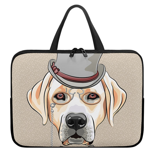 Hipster Labrador Retriever Print Laptop Sleeve With Handle