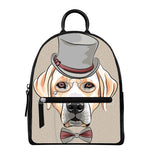 Hipster Labrador Retriever Print Leather Backpack