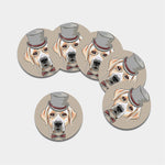 Hipster Labrador Retriever Print Leather Coaster Set