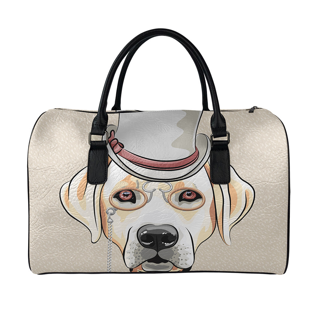 Hipster Labrador Retriever Print Leather Duffle Bag