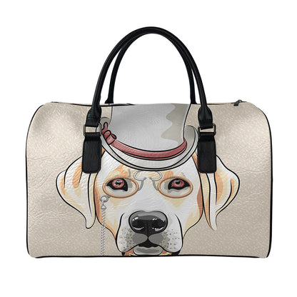 Hipster Labrador Retriever Print Leather Duffle Bag