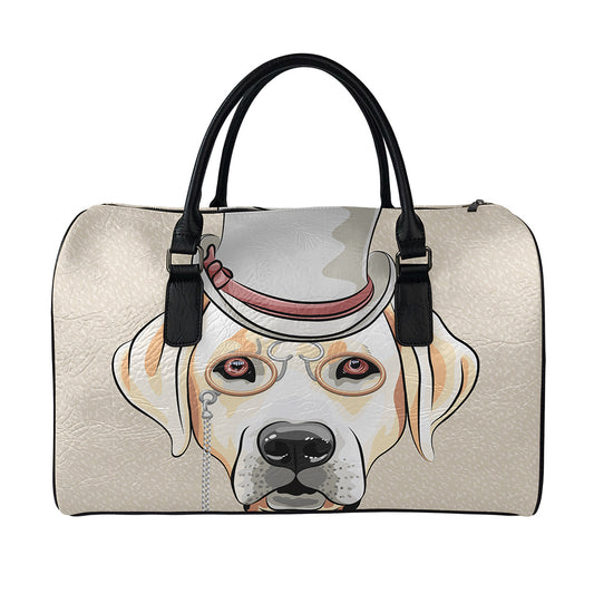 Hipster Labrador Retriever Print Leather Duffle Bag