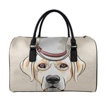 Hipster Labrador Retriever Print Leather Duffle Bag