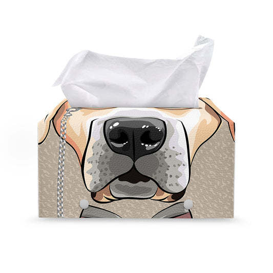 Hipster Labrador Retriever Print Leather Tissue Box Cover