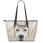 Hipster Labrador Retriever Print Leather Tote Bag