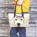 Hipster Labrador Retriever Print Leather Tote Bag