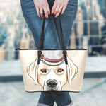 Hipster Labrador Retriever Print Leather Tote Bag