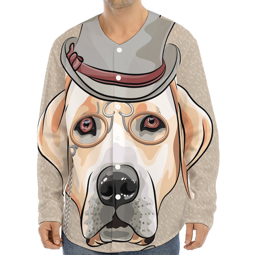 Hipster Labrador Retriever Print Long Sleeve Baseball Jersey