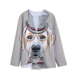 Hipster Labrador Retriever Print Long Sleeve Short Coat