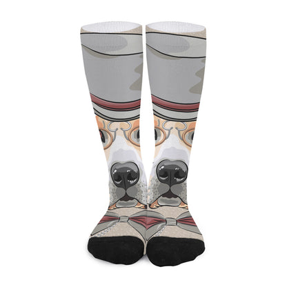 Hipster Labrador Retriever Print Long Socks