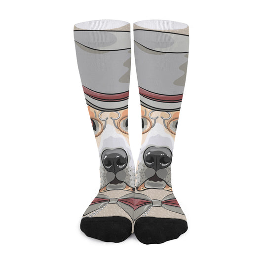 Hipster Labrador Retriever Print Long Socks
