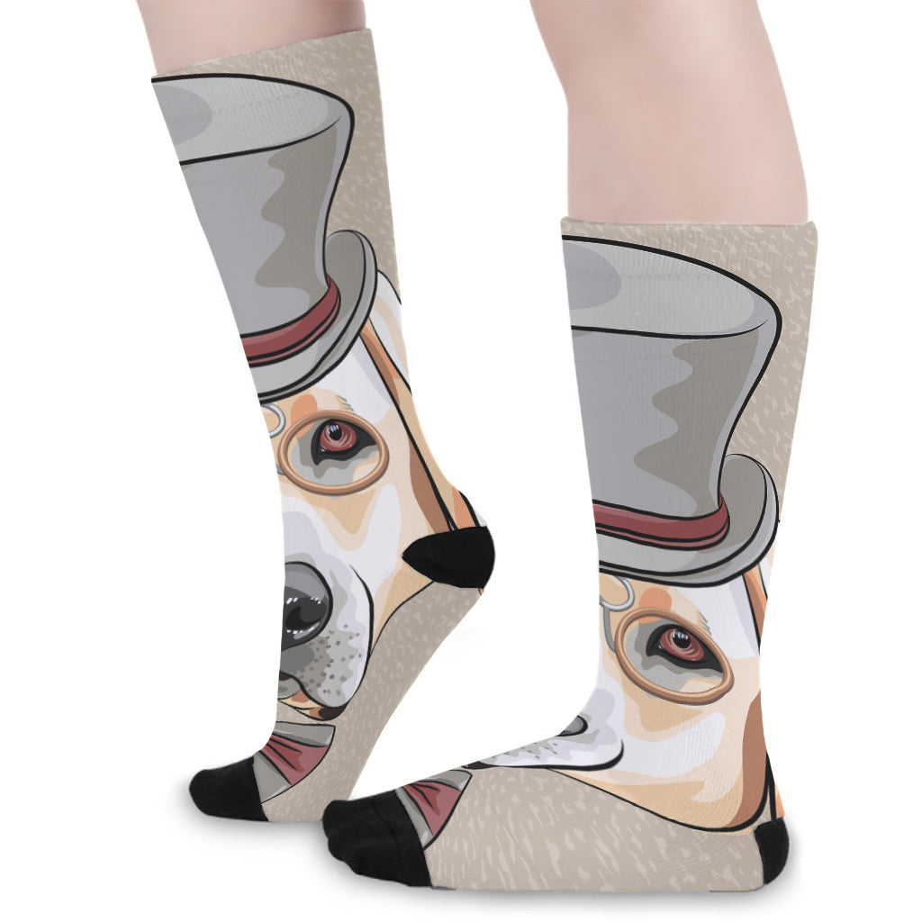 Hipster Labrador Retriever Print Long Socks
