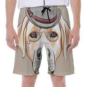 Hipster Labrador Retriever Print Men's Beach Shorts