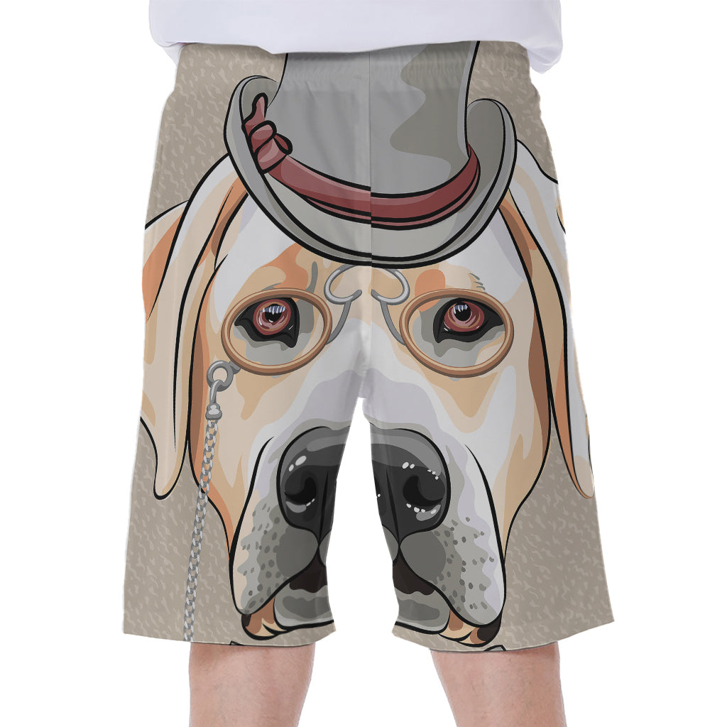 Hipster Labrador Retriever Print Men's Beach Shorts