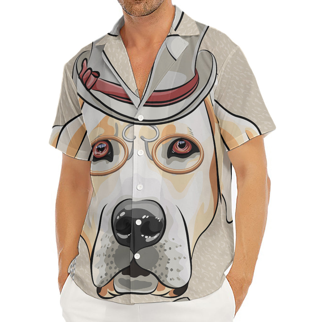 Hipster Labrador Retriever Print Men's Deep V-Neck Shirt