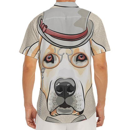 Hipster Labrador Retriever Print Men's Deep V-Neck Shirt